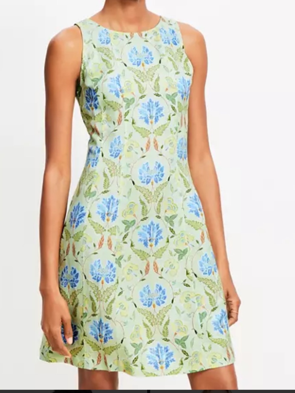 Loft Sleeveless Tall Garden Linen Blend Seamed Dress - 6 Tall